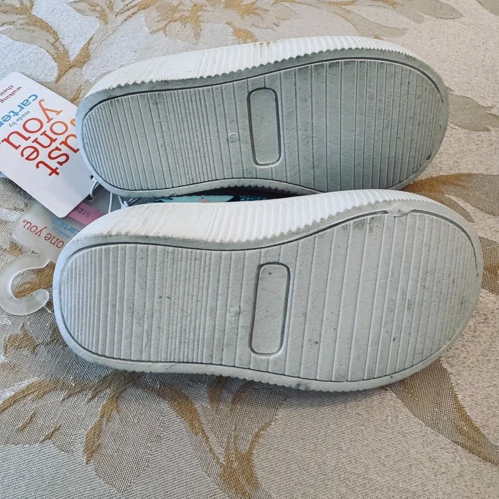 Just One You Carter's Girls Size 4 Floral Slip On Casual Shoes Aqua Pink NWT